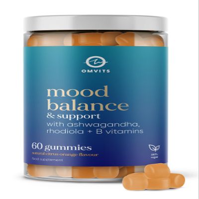 Ashwagandha Gummies for Mood Balance, Calm & Stress Relief, 60 Gummies - Citrus Orange Flavour with Ashwagandha High Strength Extract, Rhodiola & B Vitamins - 100% Vegan - Helps Mood, Focus & Stress