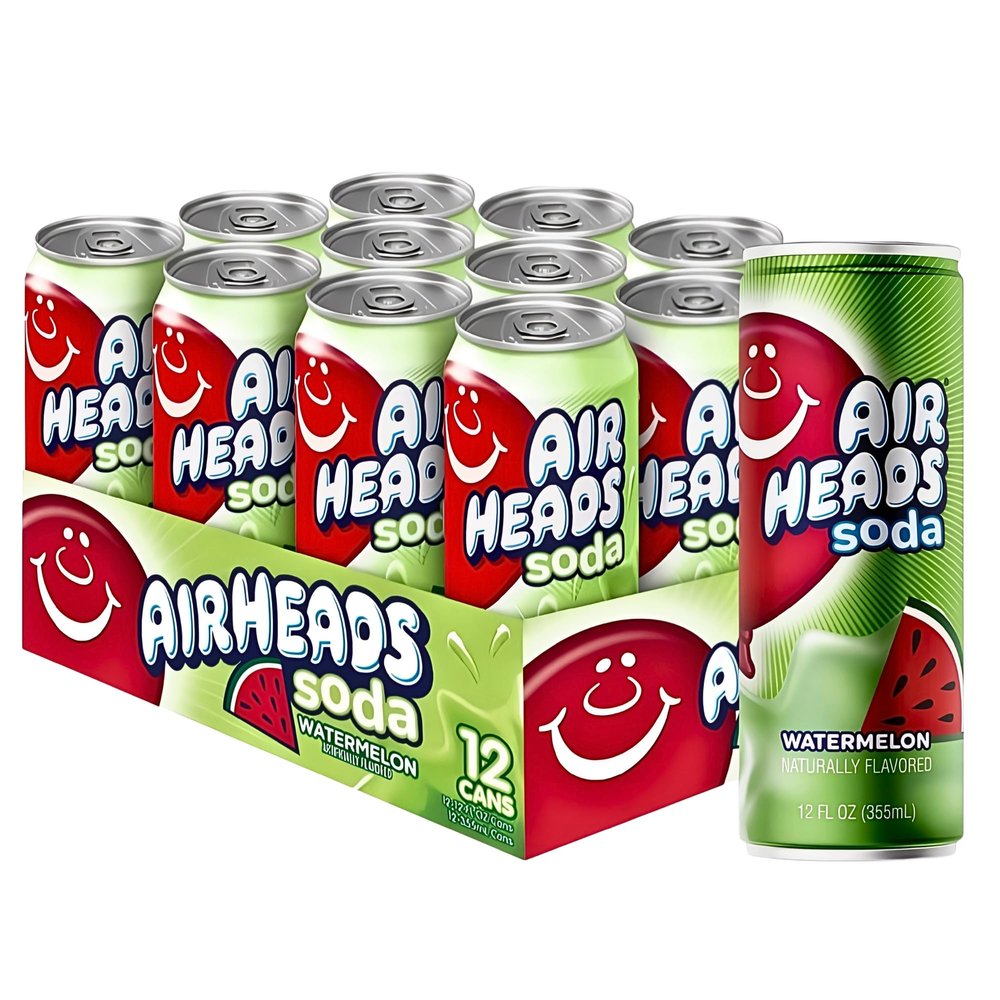 AIRHEAD Soda [Watermelon] - 12x 355ml cans - Fruity Frizzy Candy-Inspired Carbonated Drinks