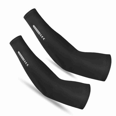ERYUE UPF 50 Cooling Arm Sleeves for Outdoor Sports Basketball Fishing Golf Climbing Cycling - Nylon + Spandex Black/White 1 Pair (XXL)