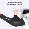 ERYUE UPF 50 Cooling Arm Sleeves for Outdoor Sports Basketball Fishing Golf Climbing Cycling - Nylon + Spandex Black/White 1 Pair (XXL) view 4