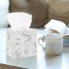 2PCS Square Tissue Box Cover, Marble White Leather Tissue Case Facial Paper Organizer Dispenser for Vanity Toilet Tank Dresser Night Stand Table Countertop Office Car view 2