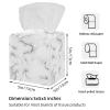 2PCS Square Tissue Box Cover, Marble White Leather Tissue Case Facial Paper Organizer Dispenser for Vanity Toilet Tank Dresser Night Stand Table Countertop Office Car view 3