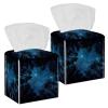 2PCS Square Tissue Box Cover, The Milky Way Forest Leather Tissue Case Facial Paper Organizer Dispenser for Vanity Toilet Tank Dresser Night Stand Table Countertop Office Car view 1