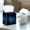 2PCS Square Tissue Box Cover, The Milky Way Forest Leather Tissue Case Facial Paper Organizer Dispenser for Vanity Toilet Tank Dresser Night Stand Table Countertop Office Car view 2