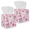 2PCS Square Tissue Box Cover, Princess Castle Magic Stick Pink Leather Tissue Case Facial Paper Organizer Dispenser for Vanity Toilet Tank Dresser Night Stand Table Countertop Office Car view 1
