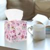 2PCS Square Tissue Box Cover, Princess Castle Magic Stick Pink Leather Tissue Case Facial Paper Organizer Dispenser for Vanity Toilet Tank Dresser Night Stand Table Countertop Office Car view 2