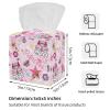 2PCS Square Tissue Box Cover, Princess Castle Magic Stick Pink Leather Tissue Case Facial Paper Organizer Dispenser for Vanity Toilet Tank Dresser Night Stand Table Countertop Office Car view 3