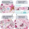 2PCS Square Tissue Box Cover, Princess Castle Magic Stick Pink Leather Tissue Case Facial Paper Organizer Dispenser for Vanity Toilet Tank Dresser Night Stand Table Countertop Office Car view 4