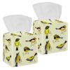 2PCS Square Tissue Box Cover, Birds Leather Tissue Case Facial Paper Organizer Dispenser for Vanity Toilet Tank Dresser Night Stand Table Countertop Office Car view 1