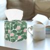 2PCS Square Tissue Box Cover, Flower Lotus Leaves Leather Tissue Case Facial Paper Organizer Dispenser for Vanity Toilet Tank Dresser Night Stand Table Countertop Office Car view 2