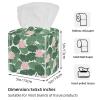 2PCS Square Tissue Box Cover, Flower Lotus Leaves Leather Tissue Case Facial Paper Organizer Dispenser for Vanity Toilet Tank Dresser Night Stand Table Countertop Office Car view 3