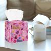 2PCS Square Tissue Box Cover, Pink Princess Crown Leather Tissue Case Facial Paper Organizer Dispenser for Vanity Toilet Tank Dresser Night Stand Table Countertop Office Car view 2