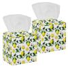 2PCS Square Tissue Box Cover, Lemon Fruits Leather Tissue Case Facial Paper Organizer Dispenser for Vanity Toilet Tank Dresser Night Stand Table Countertop Office Car view 1