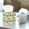 2PCS Square Tissue Box Cover, Lemon Fruits Leather Tissue Case Facial Paper Organizer Dispenser for Vanity Toilet Tank Dresser Night Stand Table Countertop Office Car view 2