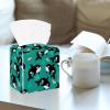 2PCS Square Tissue Box Cover, Whale Animal Leather Tissue Case Facial Paper Organizer Dispenser for Vanity Toilet Tank Dresser Night Stand Table Countertop Office Car view 2