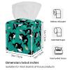 2PCS Square Tissue Box Cover, Whale Animal Leather Tissue Case Facial Paper Organizer Dispenser for Vanity Toilet Tank Dresser Night Stand Table Countertop Office Car view 3
