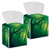 2PCS Square Tissue Box Cover, Abstract Forest Leather Tissue Case Facial Paper Organizer Dispenser for Vanity Toilet Tank Dresser Night Stand Table Countertop Office Car view 1