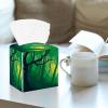2PCS Square Tissue Box Cover, Abstract Forest Leather Tissue Case Facial Paper Organizer Dispenser for Vanity Toilet Tank Dresser Night Stand Table Countertop Office Car view 2