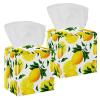 2PCS Square Tissue Box Cover, Lemon Fruit Leather Tissue Case Facial Paper Organizer Dispenser for Vanity Toilet Tank Dresser Night Stand Table Countertop Office Car view 1