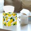 2PCS Square Tissue Box Cover, Lemon Fruit Leather Tissue Case Facial Paper Organizer Dispenser for Vanity Toilet Tank Dresser Night Stand Table Countertop Office Car view 2