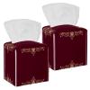 2PCS Square Tissue Box Cover, Arabian Style Arabesque Pattern 2 Leather Tissue Case Facial Paper Organizer Dispenser for Vanity Toilet Tank Dresser Night Stand Table Countertop Office Car view 1