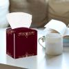 2PCS Square Tissue Box Cover, Arabian Style Arabesque Pattern 2 Leather Tissue Case Facial Paper Organizer Dispenser for Vanity Toilet Tank Dresser Night Stand Table Countertop Office Car view 2