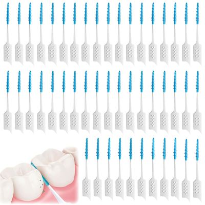 200 Pieces Interdental Brushes, Silicone Dental Brushes, Dual-Use Dental Floss Sticks for Braces Oral Cleaning, Blue