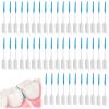 200 Pieces Interdental Brushes, Silicone Dental Brushes, Dual-Use Dental Floss Sticks for Braces Oral Cleaning, Blue view 1