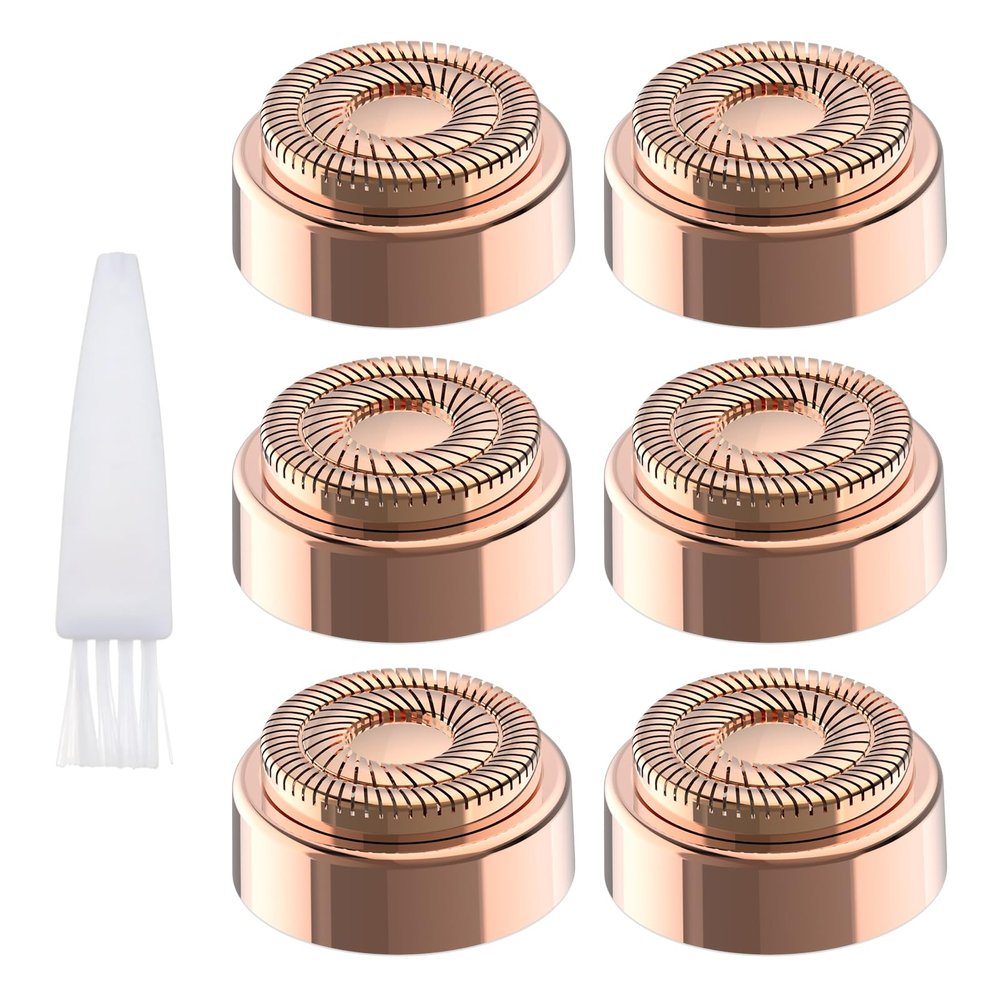 6 Pcs Replacement Heads, Facial Hair Remover Heads with Cleaning Brush Flawless Compatible with Finishing Touch Flawless Gen 2 Facial Hair Removal Tool, Smooth Safe Gentle Hair Removal for Women
