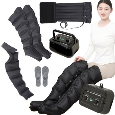 6 Cavity Leg Massagers Machine, Electric Air Compression Boots, Lymphatic Drainage Massage | Recovery System, Timer and Adjustable Pressure 0~250mmHg (Black 1 Arm+2 Leg+1 Waist)