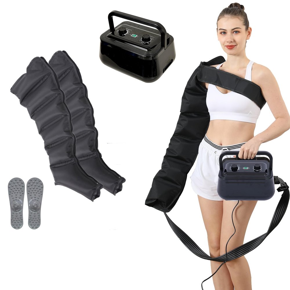 6-Cavity Leg Massager Pressotherapy Recovery Boots Machine, Electric Air Compression Massager for Circulation Legs, Arm, Waist, Feet, Fatigue Relief, Lymphatic Drainage Massager (Black 2 Leg)