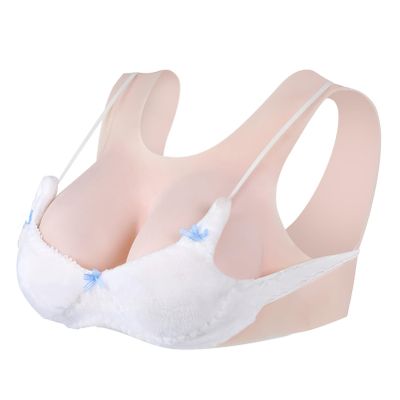 Funxzior Realistic Silicone Breastplate with Breathable U-Back Natural Teardrop Shape & Adjustable Filling Cotton/Gel 6 Sizes & 3 Skin Tones for Crossdressing Drag Cosplay (G Cup, Cotton, Ivory)