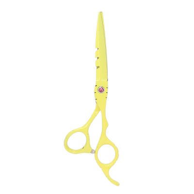 6 Inch Stainless Steel Beard Trimming Scissors, Professional Barber Scissors with Precision Blade, Ergonomic Hairdressing Shears for Home Salon, Mustache and Hair Cutting Tools (Yellow)