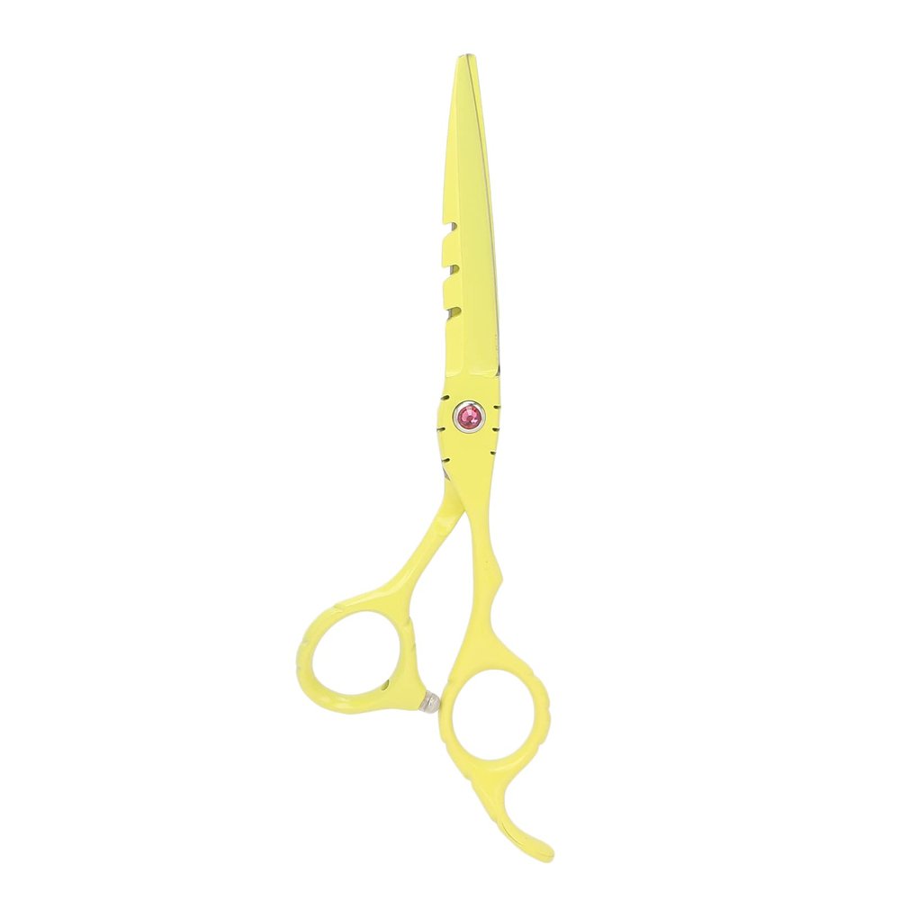 6 Inch Stainless Steel Beard Trimming Scissors, Professional Barber Scissors with Precision Blade, Ergonomic Hairdressing Shears for Home Salon, Mustache and Hair Cutting Tools (Yellow)