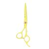 6 Inch Stainless Steel Beard Trimming Scissors, Professional Barber Scissors with Precision Blade, Ergonomic Hairdressing Shears for Home Salon, Mustache and Hair Cutting Tools (Yellow) view 1