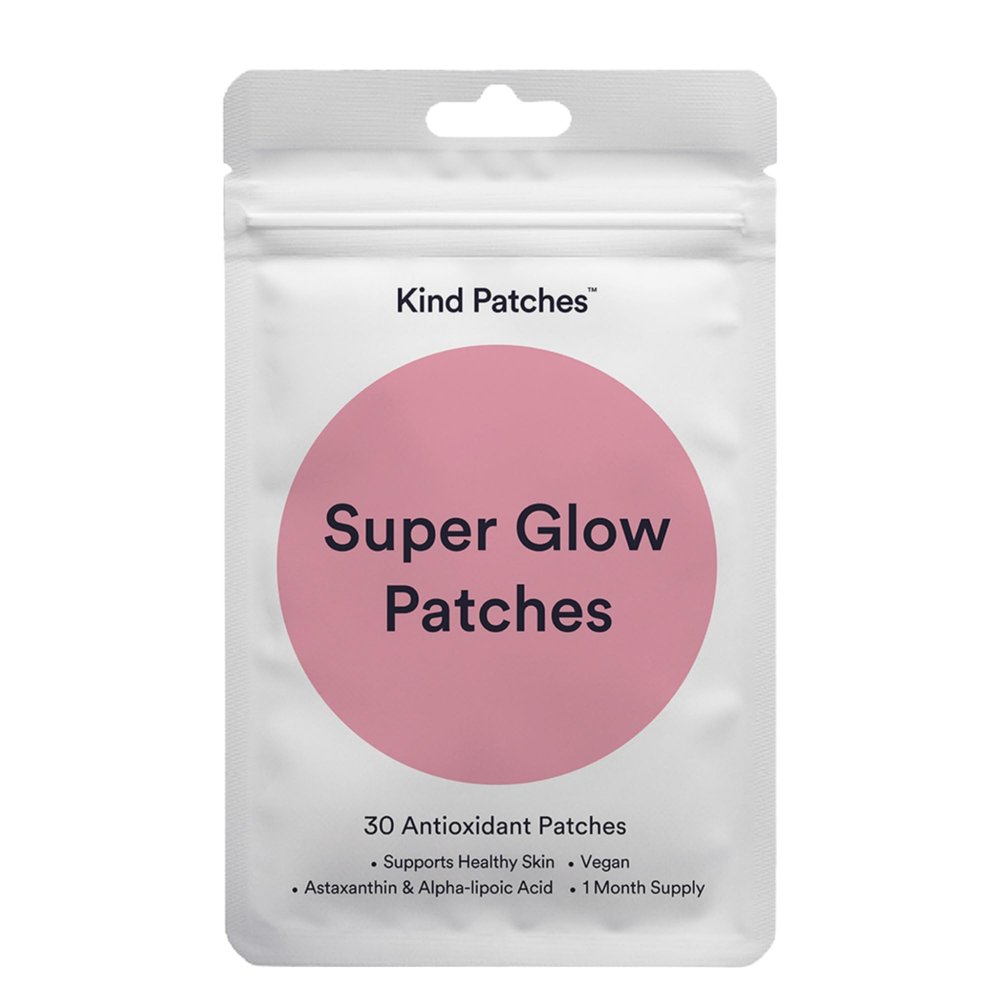 Kind Patches | Super Glow | Healthy Skin, Radiance & Collagen Support | Antioxidants, Astaxanthin, Alpha-Lipoic Acid, Resveratrol & Copper Peptides GHK-Cu | 30 Vegan Patches