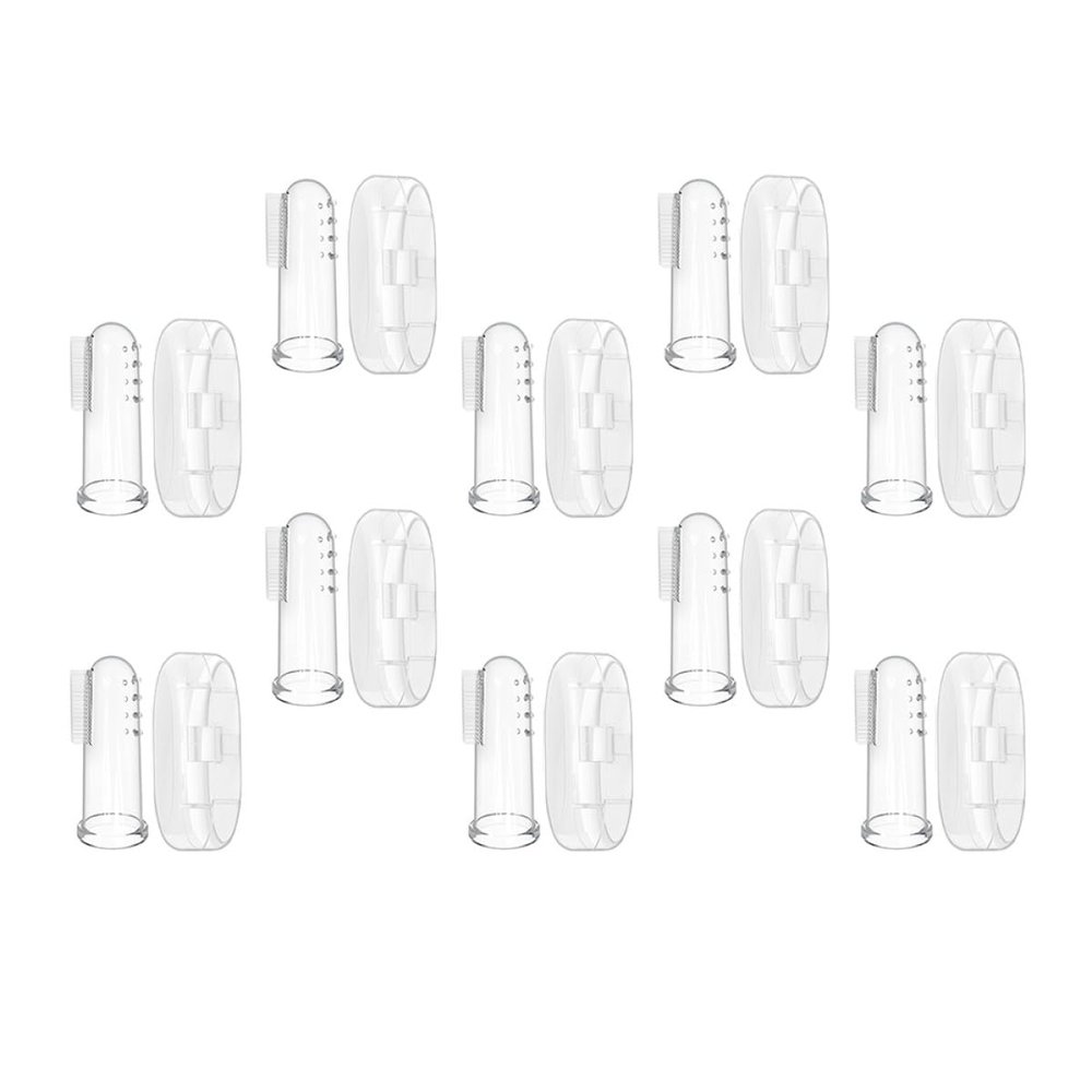 SHOWERORO Silicone Finger Toothbrushes Includes Storage Cases 10 Sets with Double-Sided Soft Bristles and Delicate Massage Bumps for Baby Oral Cleaning for Infant and Toddler Teething Care