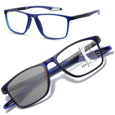 1 Pack TR90 Sports Reading Glasses for Men and Women, Blue Light Blocking Glasses with Lightweight Flexible Frame, Multifocal Reading Glasses for Sports Reading Work(Blue,3.5x)