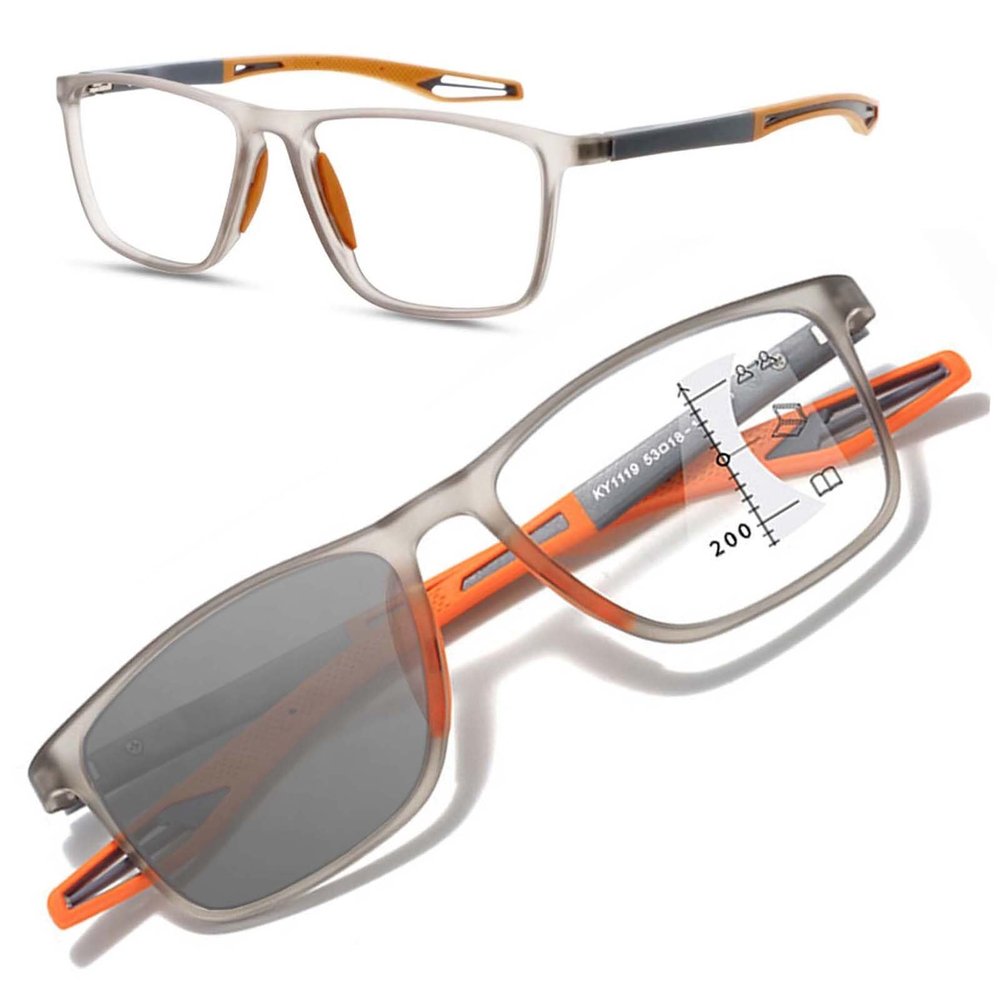 1 Pack TR90 Sports Reading Glasses for Men and Women, Blue Light Blocking Glasses with Lightweight Flexible Frame, Multifocal Reading Glasses for Sports Reading Work(Orange,3.0x)