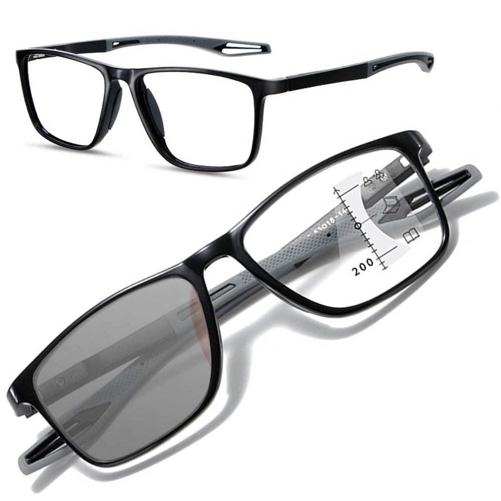 1 Pack TR90 Sports Reading Glasses for Men and Women, Blue Light Blocking Glasses with Lightweight Flexible Frame, Multifocal Reading Glasses for Sports Reading Work(Gray,1.5x)