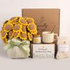 Get Well Gifts for Women, Sunflower Flower Bouquet Blanket Gift Basket, Encouraging Care Package for Her, Thank You & Thinking of You Gifts, Cozy Throw with Mug Candle Socks (Sunflower Bloom) view 2