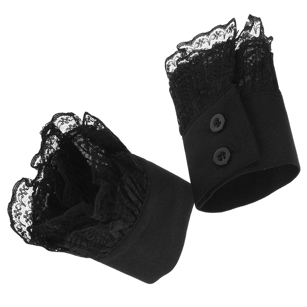 Abaodam Women Lace Cuffs False Sleeves Sleeve Cuffs in Black Organza, Stretchy and Easy to Match, for Casual Wear Or Collar-less Costume