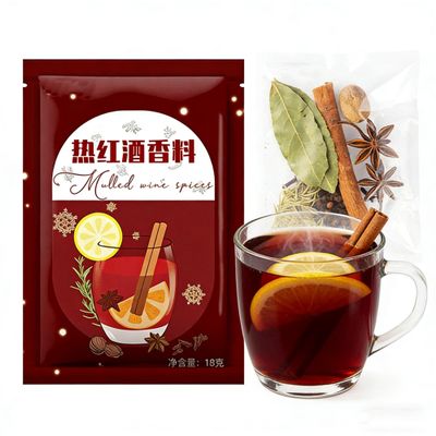 Wine Mix, Seasonal Spice - 1 Individual Sachets (18g Total) for Apple Cider, Mulled, Glhwein, Hot Toddy Holiday Drink(Old model)