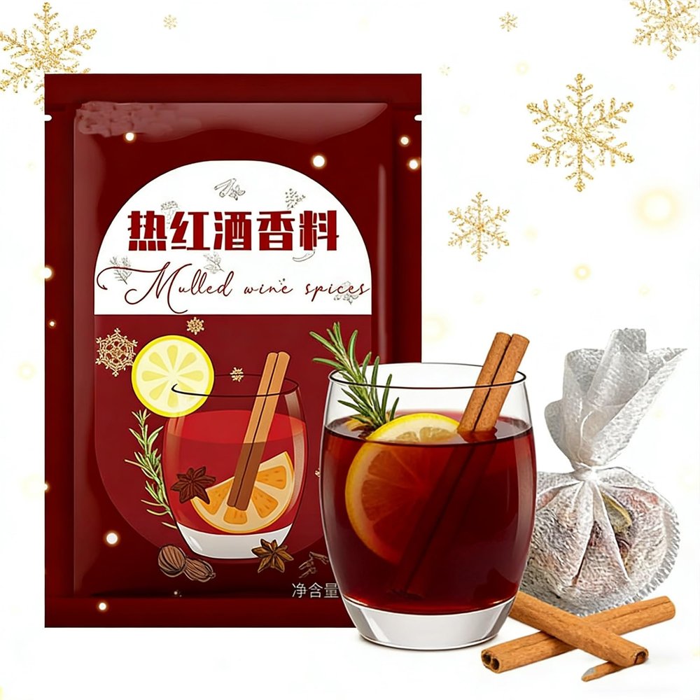 Wine Mix, Seasonal Spice - 1 Individual Sachets (18g Total) for Apple Cider, Mulled, Glhwein, Hot Toddy Holiday Drink(New model)