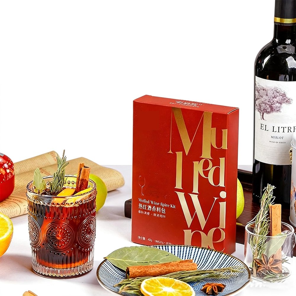 Wine Mix, Seasonal Spice - 1 Individual Sachets (50g Total) for Apple Cider, Mulled, Glhwein, Hot Toddy Holiday Drink(Orange Fruity Flavor(40g))