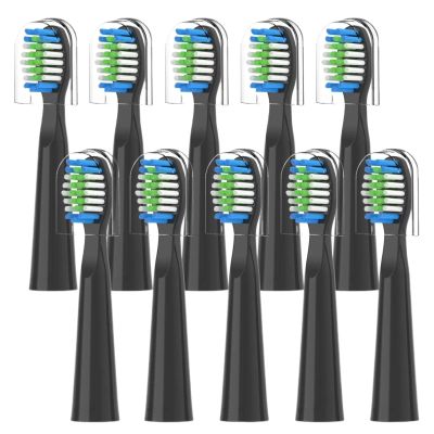 10PCS Compatible for Fairywill FW-E11 E10 E6 D7S Electric Toothbrush Replacement Brush Heads,Compatible for E11(10PCS Black)