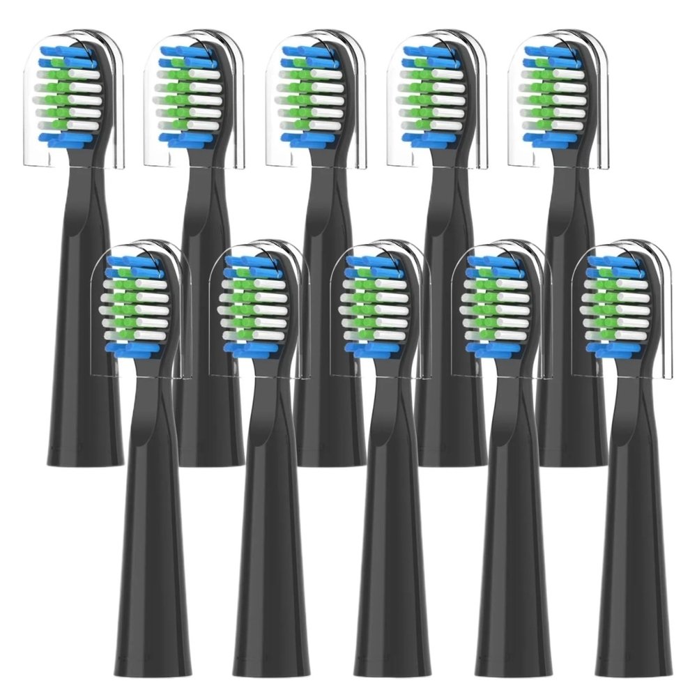 10PCS Compatible for Fairywill FW-E11 E10 E6 D7S Electric Toothbrush Replacement Brush Heads,Compatible for E11(10PCS Black)