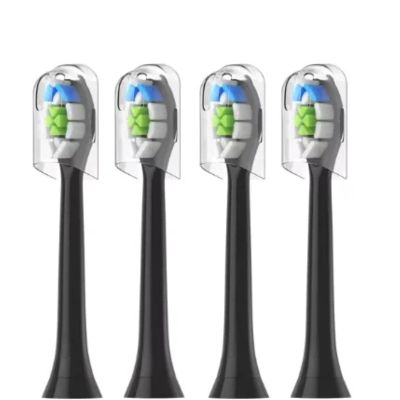 4Pcs 10Pcs Replacement Brush HeadsCompatible for Philips HX6064 HX6930 HX6730 Sonic Electric Toothbrush Vacuum Soft Dupont Bristle Nozzles(4PCS-W2-black)