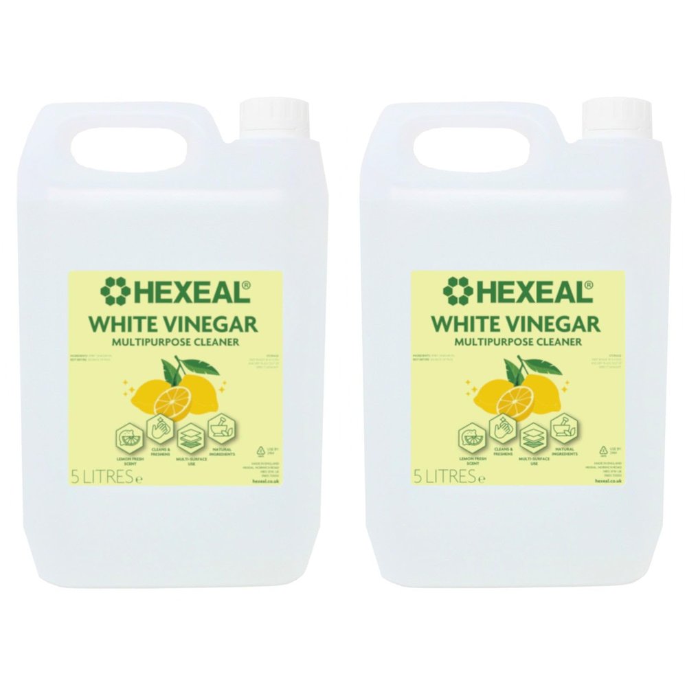 Hexeal Lemon Multipurpose Cleaner 10L 2 x 5L of Lemon Fresh White Vinegar For Cleaning Surfaces, Deodorising & Removing Grime