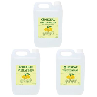 Hexeal Lemon Multipurpose Cleaner 15L 3 x 5L of Lemon Fresh White Vinegar For Cleaning Surfaces, Deodorising & Removing Grime